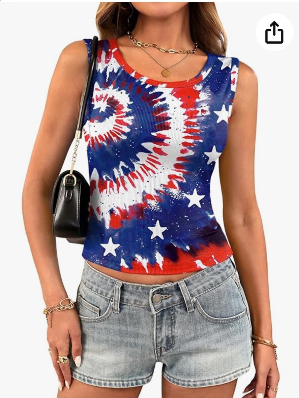 Maisolly red white blue cropped Tank Top, S